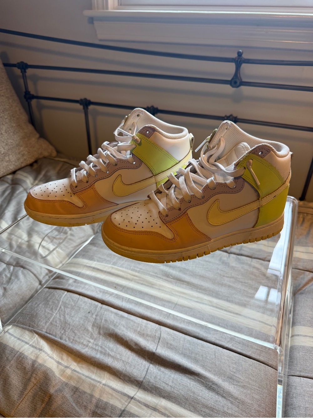 Nike Mid-Top Athletic Sneakers in White, Yellow, Lime
